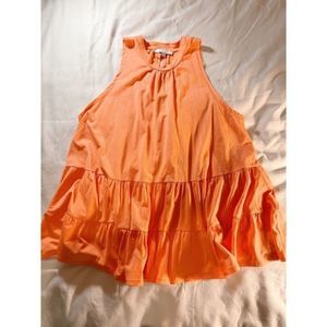 Favlux Fashion Women's Dark Orange Peach Mini Dress Sleeveless Open Back‎ Size M
